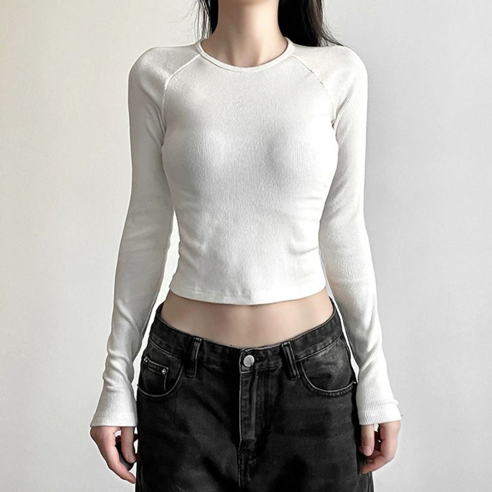 ZARA Baddie Winter Cross Print Long Sleeve Slim Fit Layering Tee